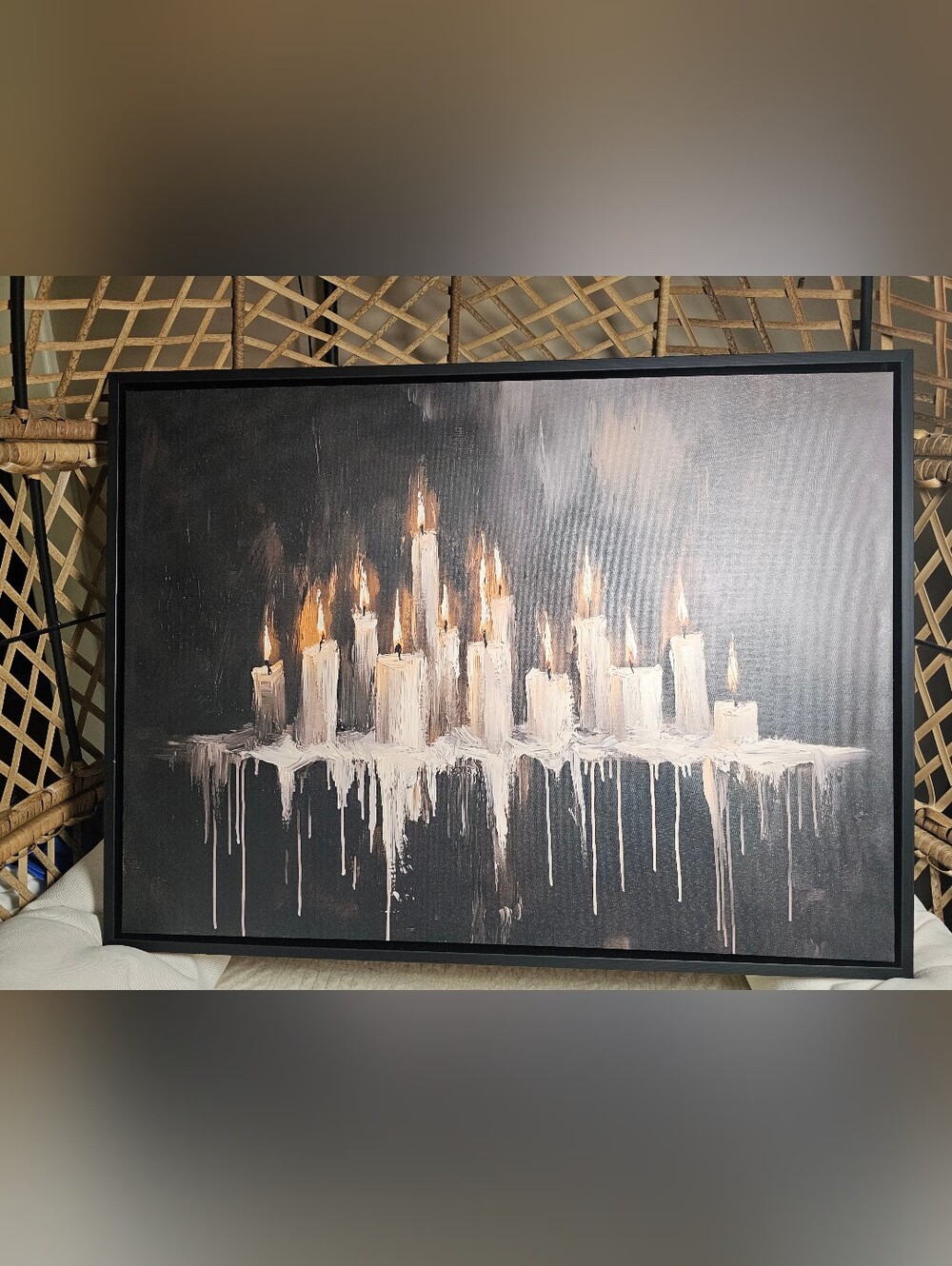 Light Up Spooky Gothic Dripping Candles Framed Wall Art Halloween 31x23 Viral - Picture 4 of 7